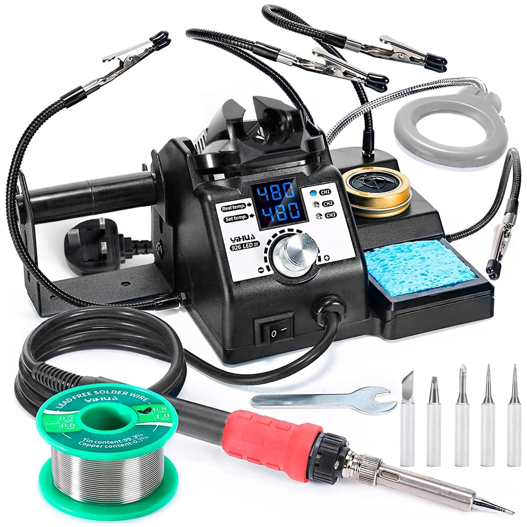YIHUA 926LED-IV EVO 110W Soldering Station 90~480Ã‚Â°C Soldering Kit with 4 Helping Hands,