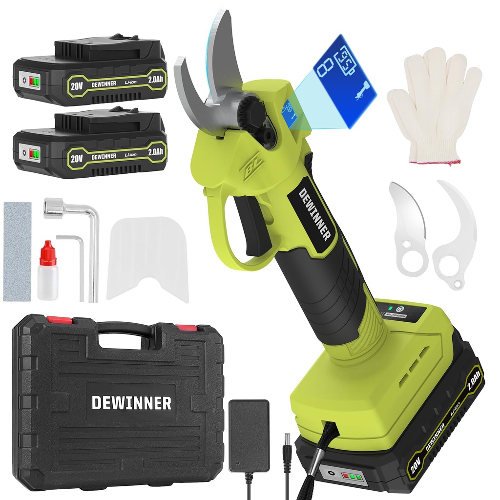 DEWINNER 20V Electric Pruning Shears, Brushless Electric Scissors with SK5 Blades, Cordless
