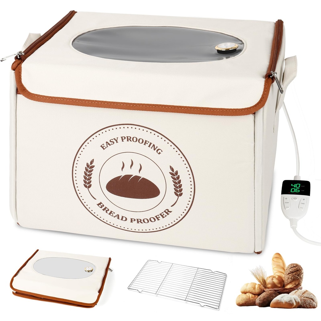 Bourske Bread Dough Proofing Box with Heater, Temperature & Timer Control, Humidity Display