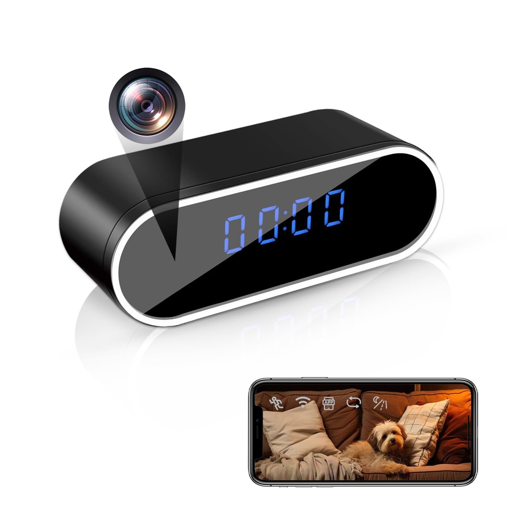 RUMUCF WiFi Clock Mini Camera 1080P HD Spy Video Recorder Indoor Security Camera Night Visi