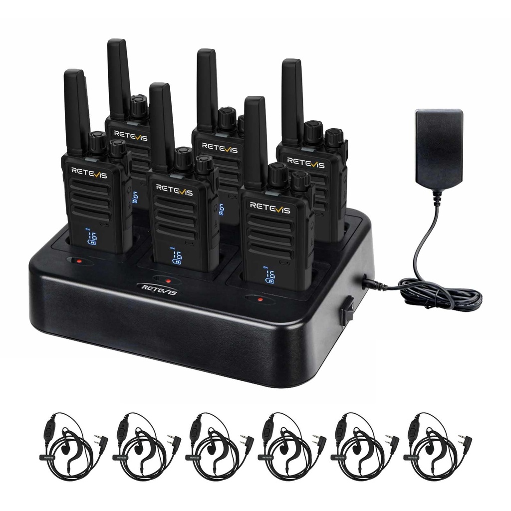 Retevis RT668H Walkie Talkies, 2 Way Radio with Screen, Long Range, 6 Way Charger