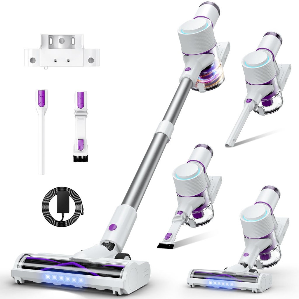 Mixwise Cordless Vacuum Cleaner, 45KPA 6-in-1 Stick Vacuum with Wall Mount & Touch Screen,