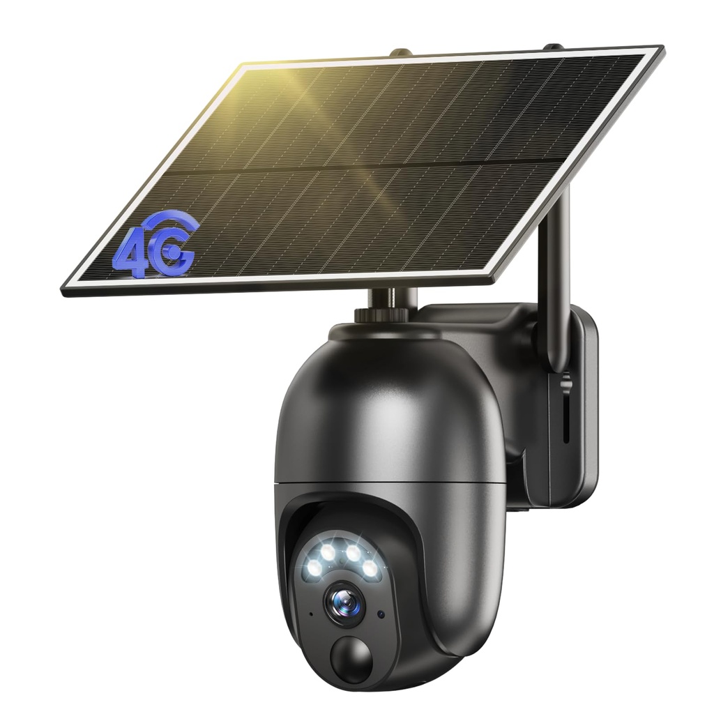 NUASI 4G LTE Security Camera Outdoor Wireless, 2K No WiFi CCTV Solar Security Camera With S