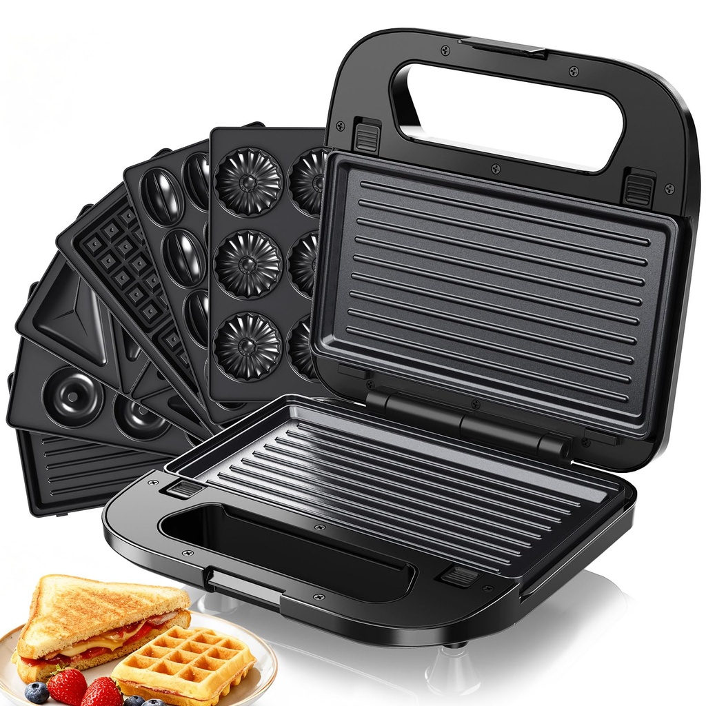 SUPERLEX 6 in 1 Sandwich Toaster & Waffle Maker Ã¢Â€Â“ 750W Snack Maker Interchangeable Non