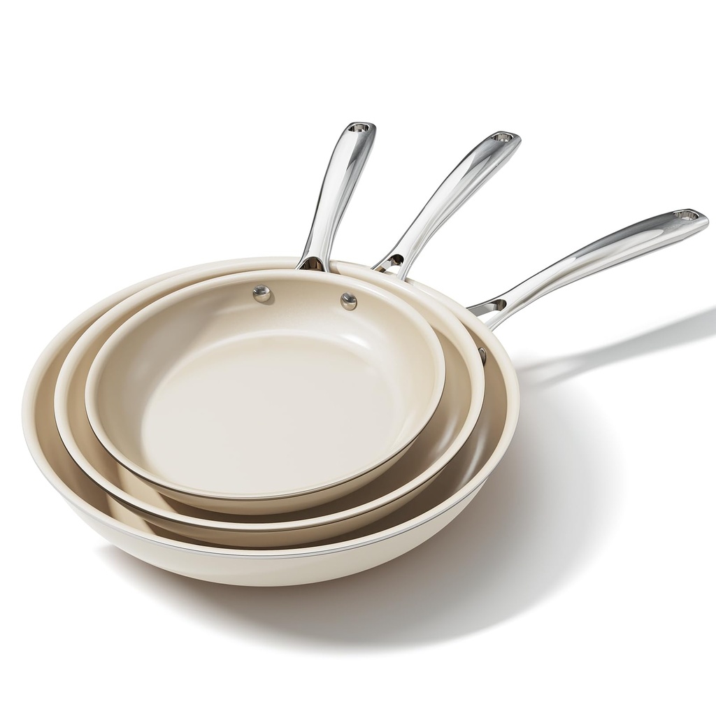 OUBRL Ceramic Nonstick Frying Pans Set, Fry Pan Skillet, Non Toxic Pans for Cooking, Egg Pa