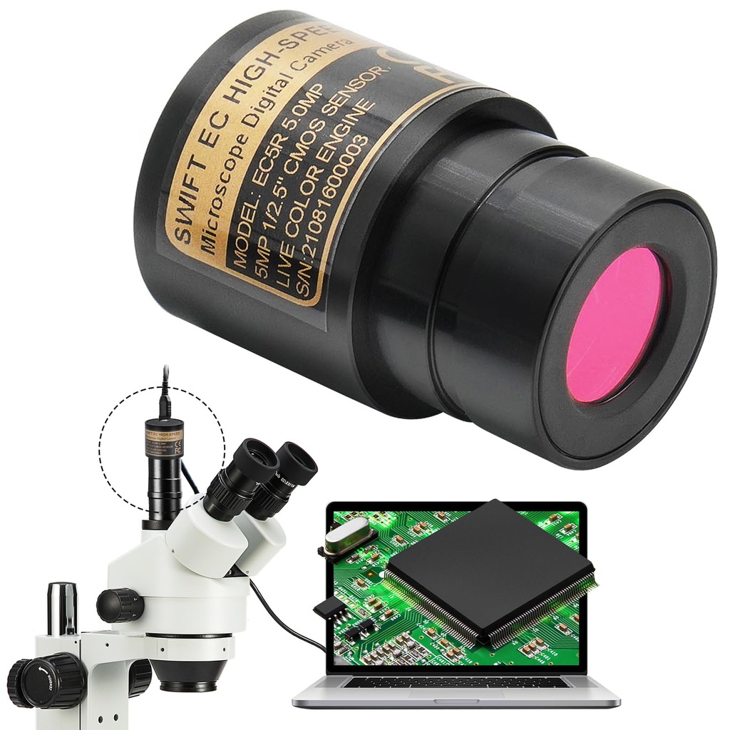 SWIFT EC5R 5MP Microscope Digital Eyepiece Camera, High-Speed Live Display, Color Photo and