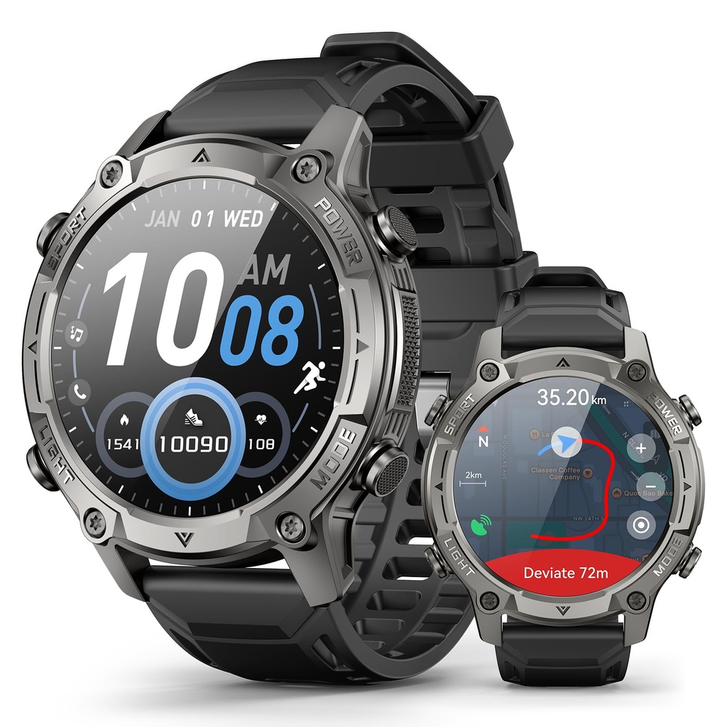 GPS Smart Watch with Maps, 21Day Battery, 5ATM Waterproof, Bluetooth Call,1.43" AMOLED, 178