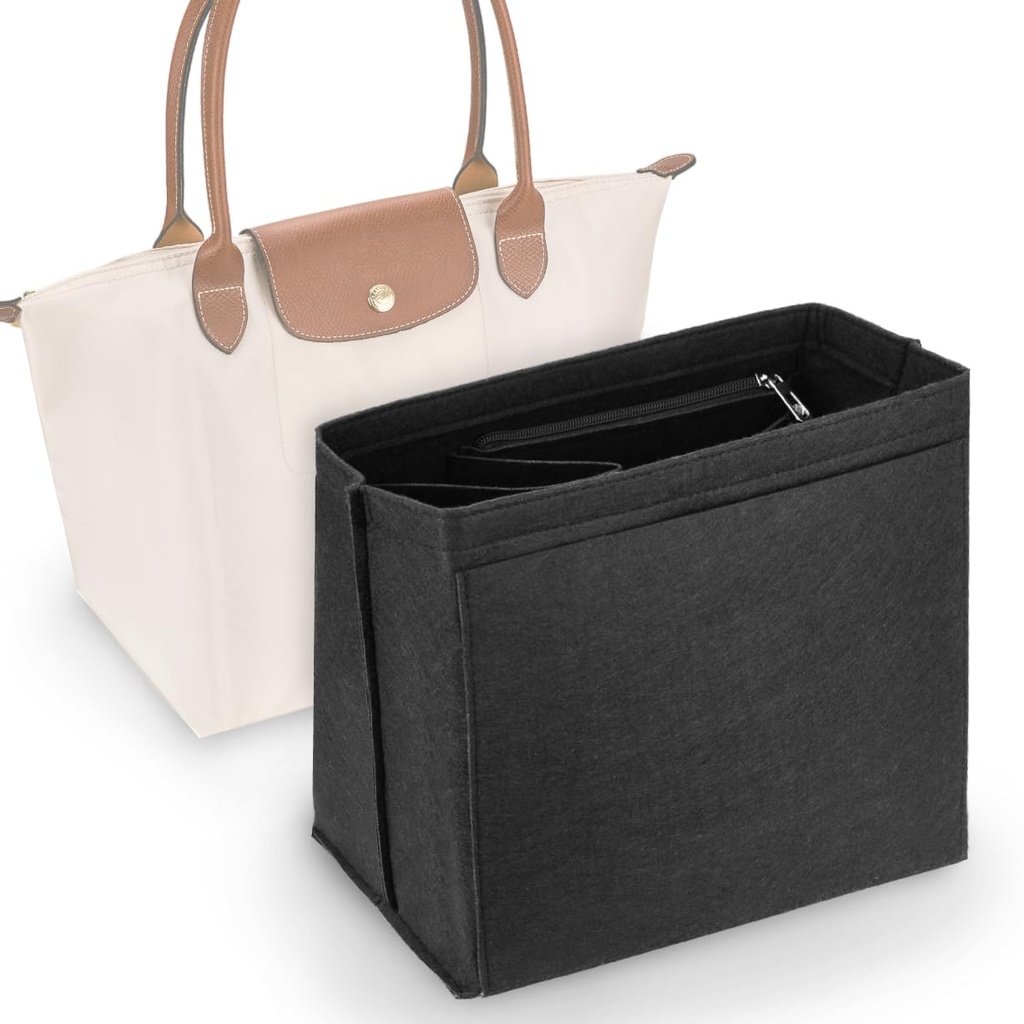 Mellbree Bag Organiser Compatilbe with Longchamp Large, Multi-Pocket Insert Felt Handbag Or