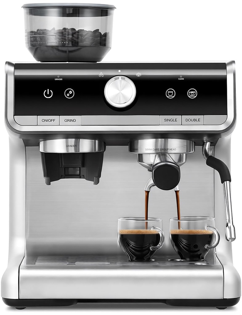 Aptliton Espresso Coffee Machine with Grinder & Milk Frother 20 Bar Pump