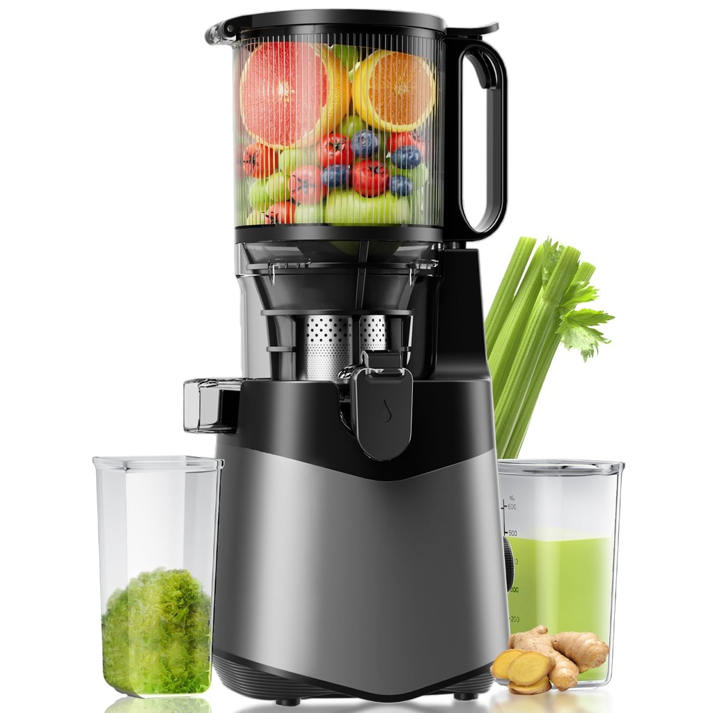 Cold Press Juicer Machines, 350W Masticating Juicer with 135mm Large Feeding Chute for Whol