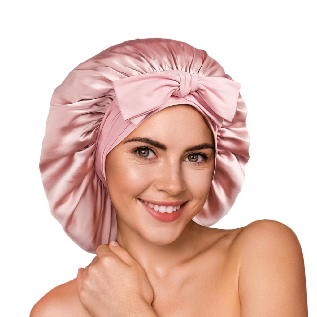 MUSICOZY Bluetooth Sleep Bonnet with Headphones - Wireless Silk Hair Bonnet for Sleeping, M