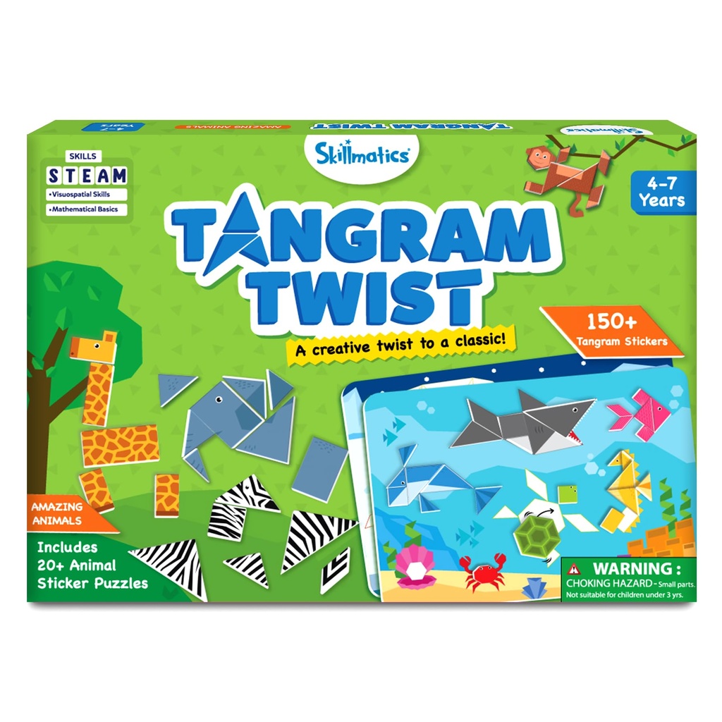 Skillmatics Tangram Sticker Puzzles - Educational Art & Craft Activity with 150+ Foam Tangr