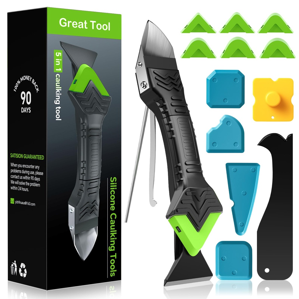 Caulking Tool 5 in 1 Silicone Caulking Grout Removal Sealant Finishing Tool with Grout Scra
