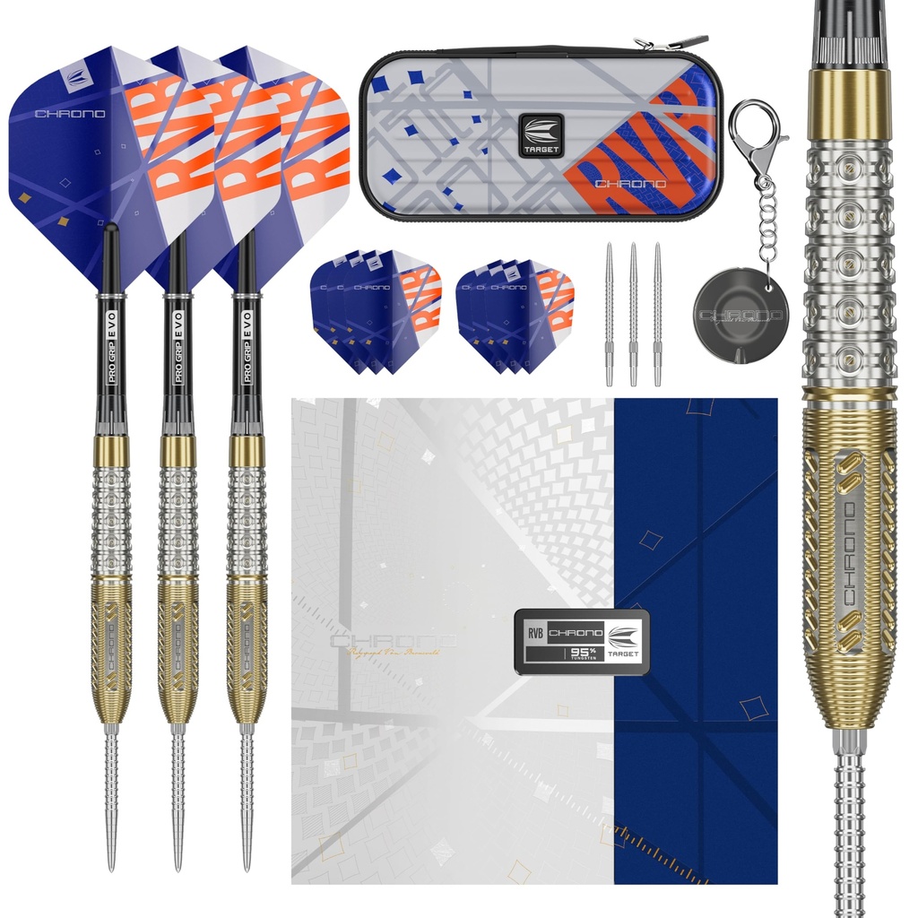 Target Darts Raymond van Barneveld Chrono Steel Tip Swiss Point Darts, 95% Tungsten Dart Set