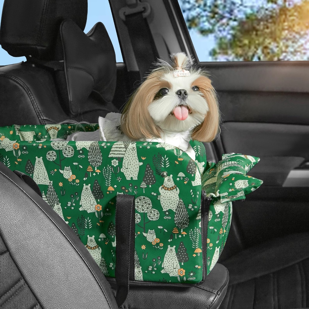 ROMROL Dog Car Seat for Center Console - Pet Booster Seat with Safety Belt & Non-Slip Base,