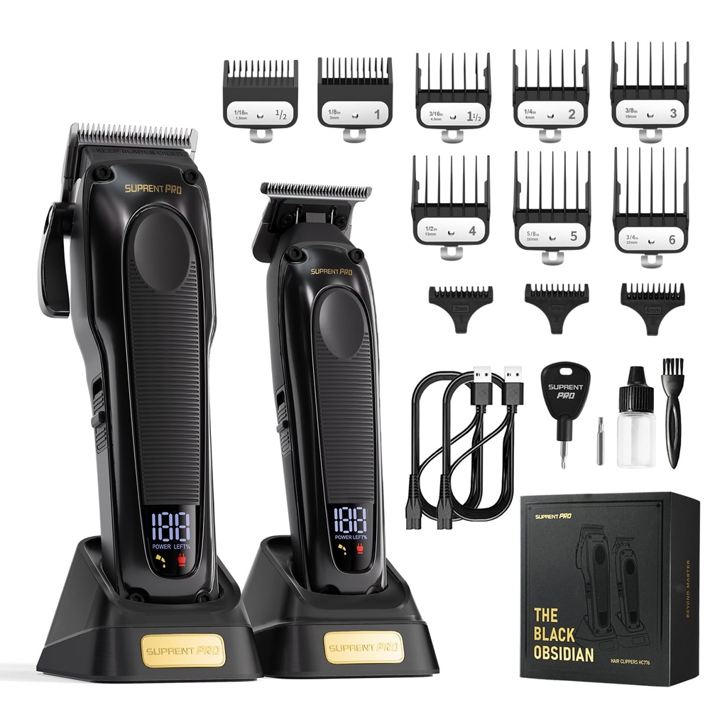 SUPRENT PRO Professional Hair Clippers for Men - High Torque Brushless Motor & DLC Coated