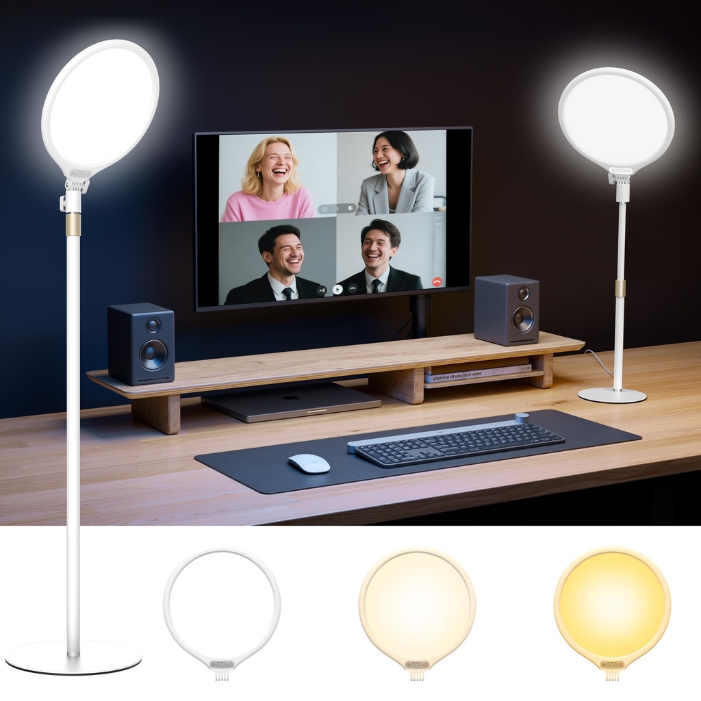 TELESIN Eye Safe Desk Ring Light for Zoom Meeting, 10.5" Full-Screen Desktop Light Lamps 