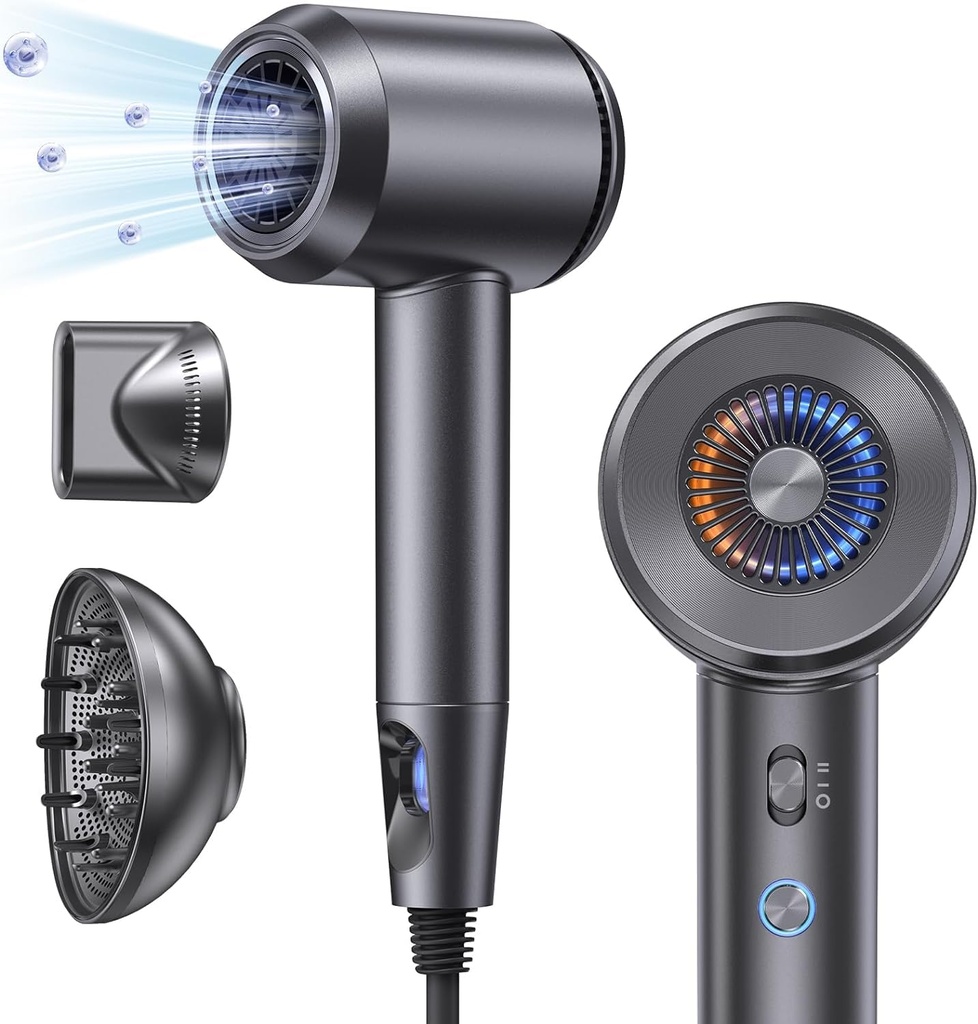 llano Hair Dryer with Diffuser, Fast Drying 1500W Motor &10,5000 RPM,Professional with 500
