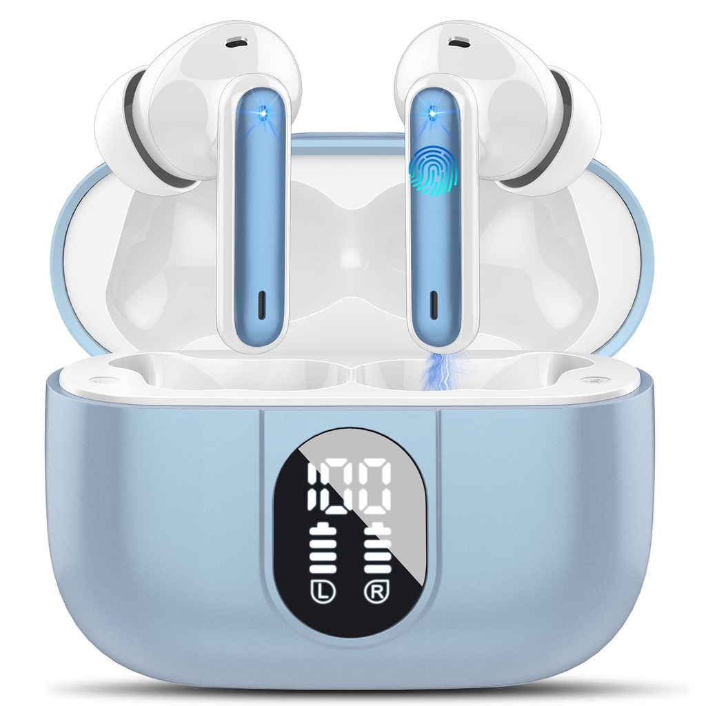 Wireless Earbuds, Bluetooth 5.3 Headphones In Ear with 4 ENC Noise Cancelling Mic, 40H Play