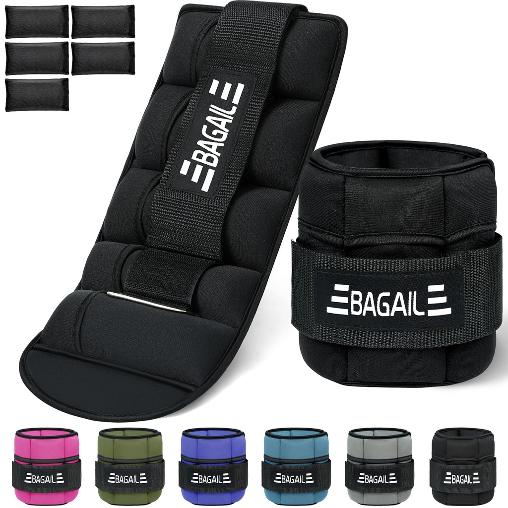 BAGAIL Adjustable Ankle Weights 2 Pack, with Detachable Sandbags, Wearable Wrist & Ankle Wei