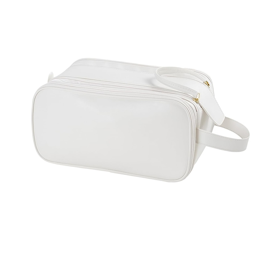3-Layer Travel Makeup Bag Large Capacity Cosmetic Organiser with Brush Holder & Compartment