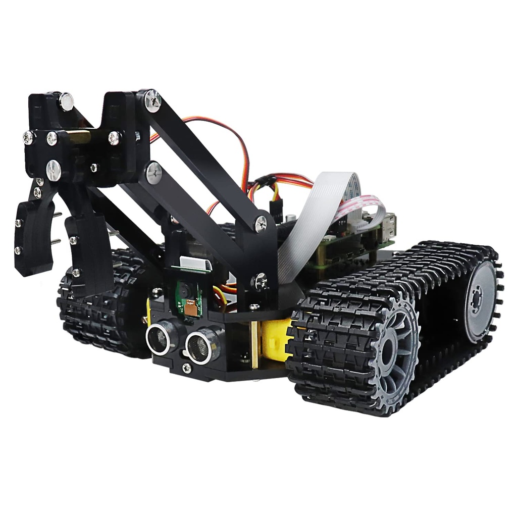 FREENOVE Tank Robot Kit for Raspberry Pi 5 4 B 3 B+ Zero 2 W, Crawler Chassis, Grab Objects,