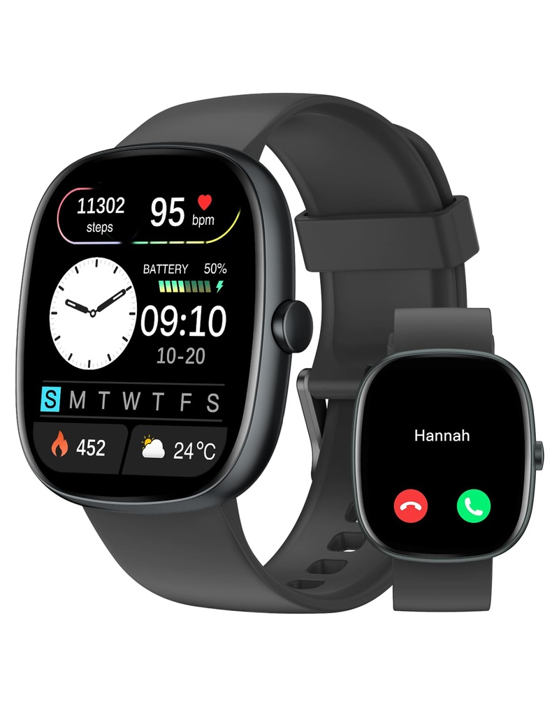 HUAKUA Smart Watch for Women Men Answer/Make Calls,Fitness Watch with Heart Rate SpO2-Monito