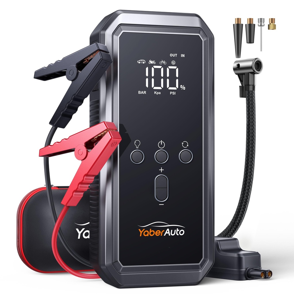 YaberAuto Jump Starter Power Pack 21800mHA with Air Compressor 150PSI, Car Battery Jump 
