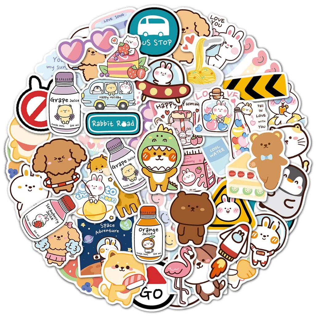 Kawaii Animals Stickers, Gift for Kids Teen Adult, Lovely Waterproof Vinyl Decals for Lapto