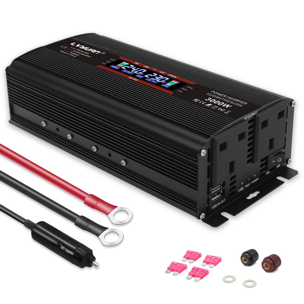 Cantonape 24V 1500W Modified Sine Wave Power Inverter, 24V to AC 230v 240v voltage converter
