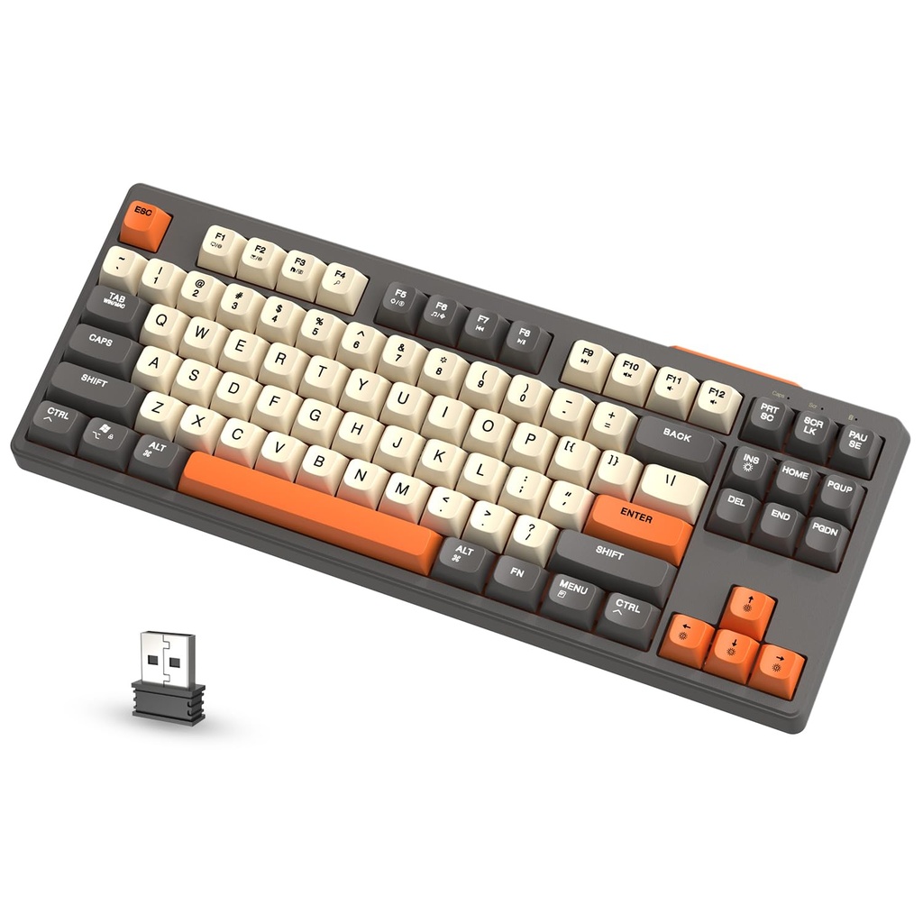 ATTACK SHARK M87 80% Wireless Gaming Keyboard, 87 Keys TKL LED Rechargeable Mechanical Feel
