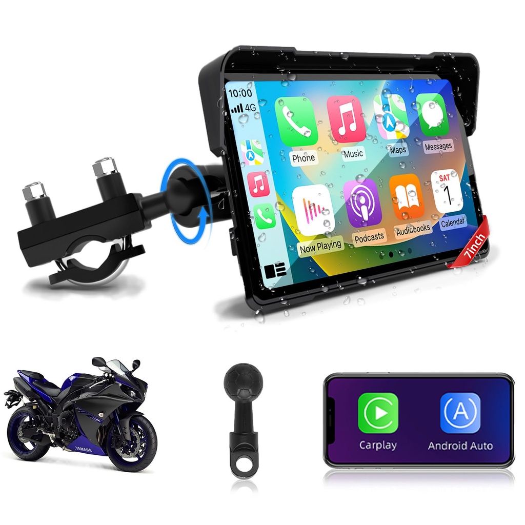 Jansite 7 inch Motorcycle CarPlay Android Auto Motorbike Carplay Screen Motorcycle Sat Nav