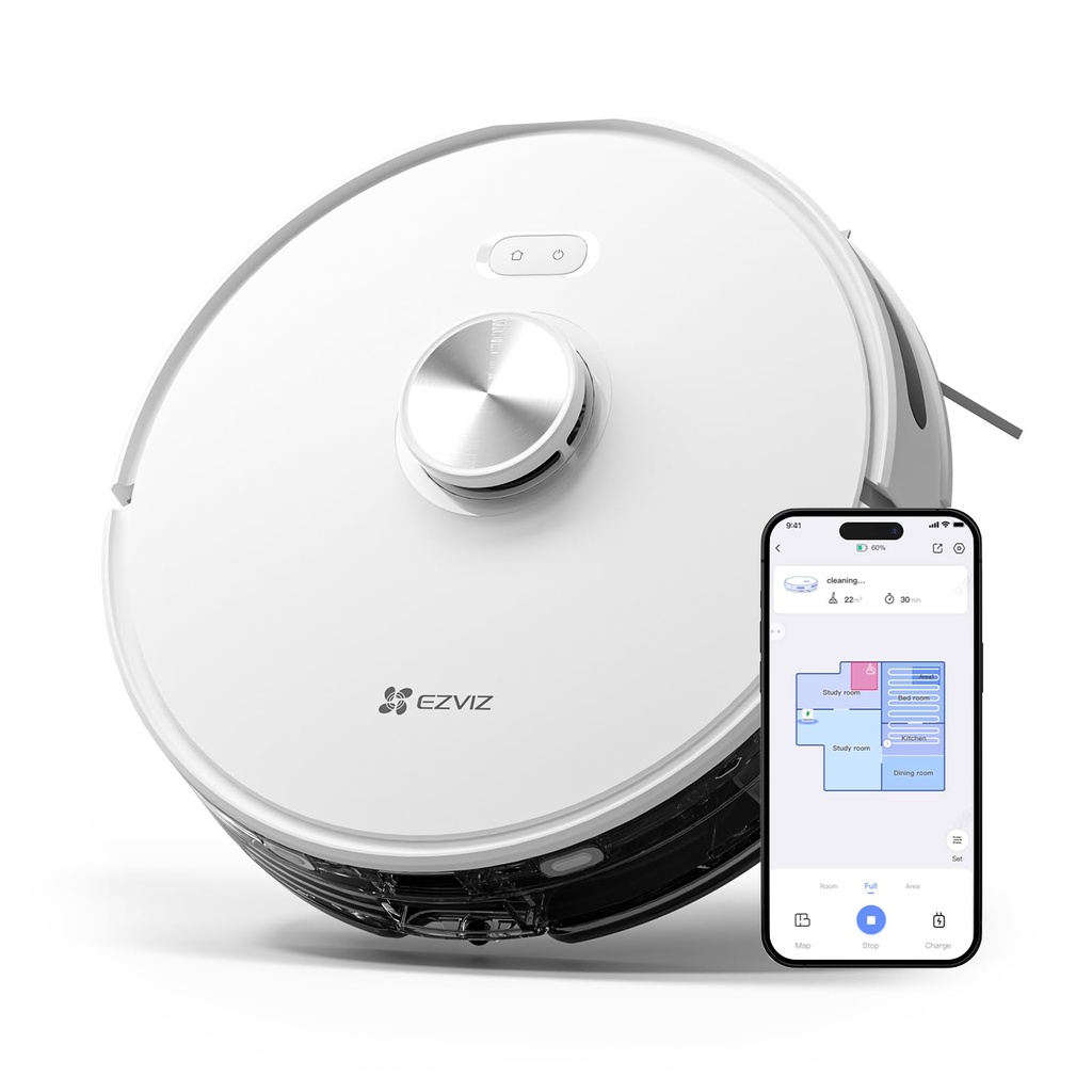 EZVIZ RE5 Robot Vacuum Mop Cleaner, 4000Pa Suction, LDS LiDAR Obstacle Avoidance, Multi Flo