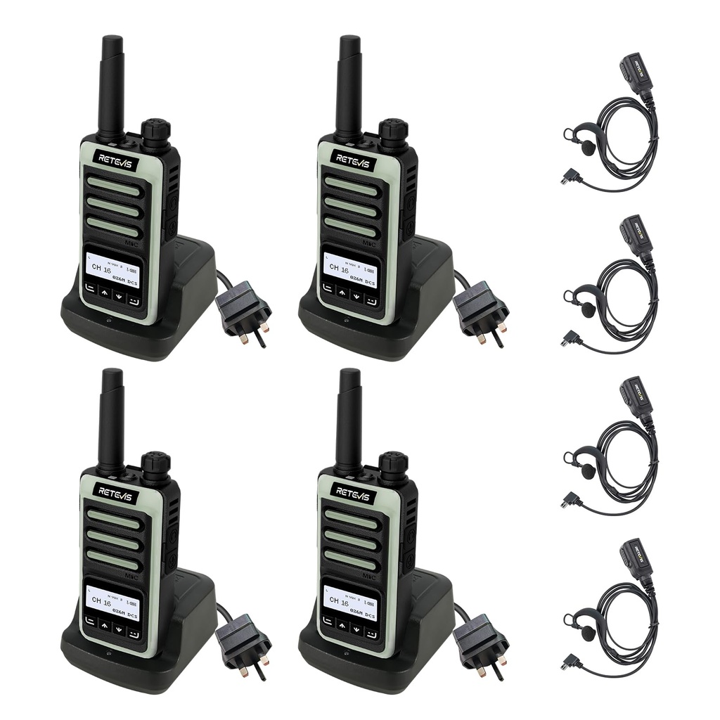 Retevis RB666 Walkie Talkies, Fast Charging Walkie Talkie with Earpieces, VOX, USB C, PMR44