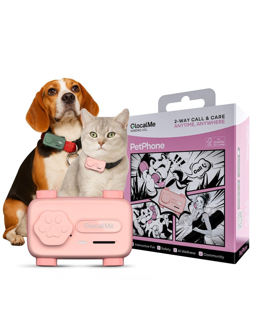 GlocalMe PetPhone for Dog and Cat, Support Play Music and Two-Way Call, Pet Community and A