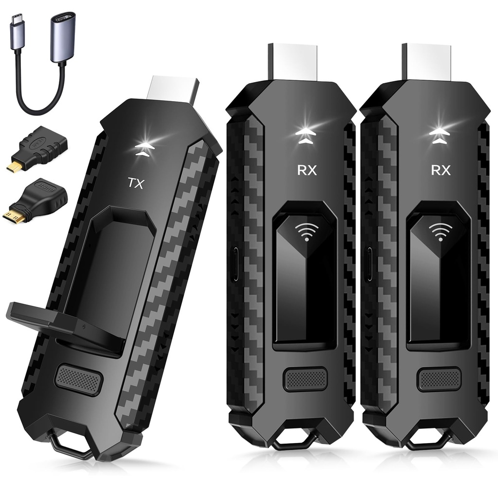 YAOMAISI Wireless HDMI Transmitter and 2 Receivers, Extender Kit for Multiple Screens - Sync