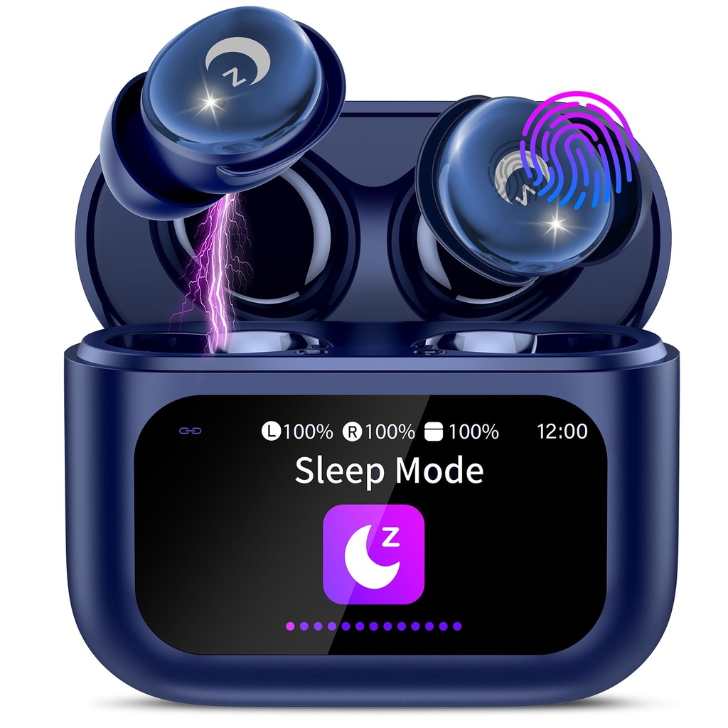 Wireless Earbuds with Smart Touch Screen, 2026 Mini Sleep Earbuds Bluetooth 5.4 Headphone I