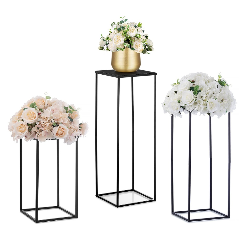 Nuptio Black Vase Plant Stand - 3 Pcs Tall Flower Vases for Wedding Birthday Party Centrepiece