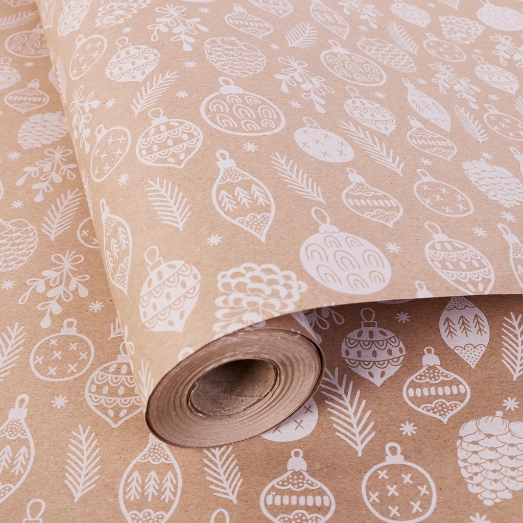 HBell Christmas Wrapping Paper Roll,43cm x 15m Kraft Christmas Wrapping Paper,Brown Gift Wr