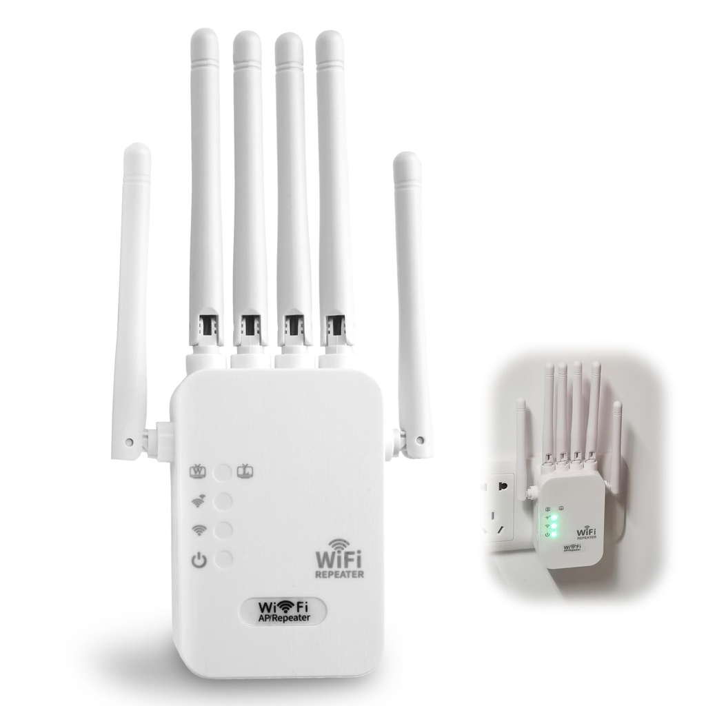Wifi Extender 300Mbps 2.4GHz with 6 External Antennas, WiFi Booster Repeater with Ethernet