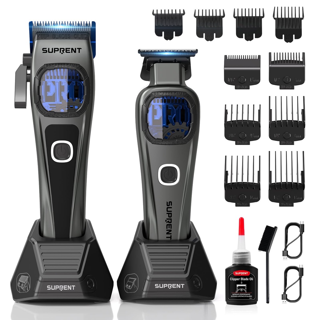 SUPRENT Professional Hair Clippers for Men - Barber Clippers & Zero-gapped Trimmer Combo