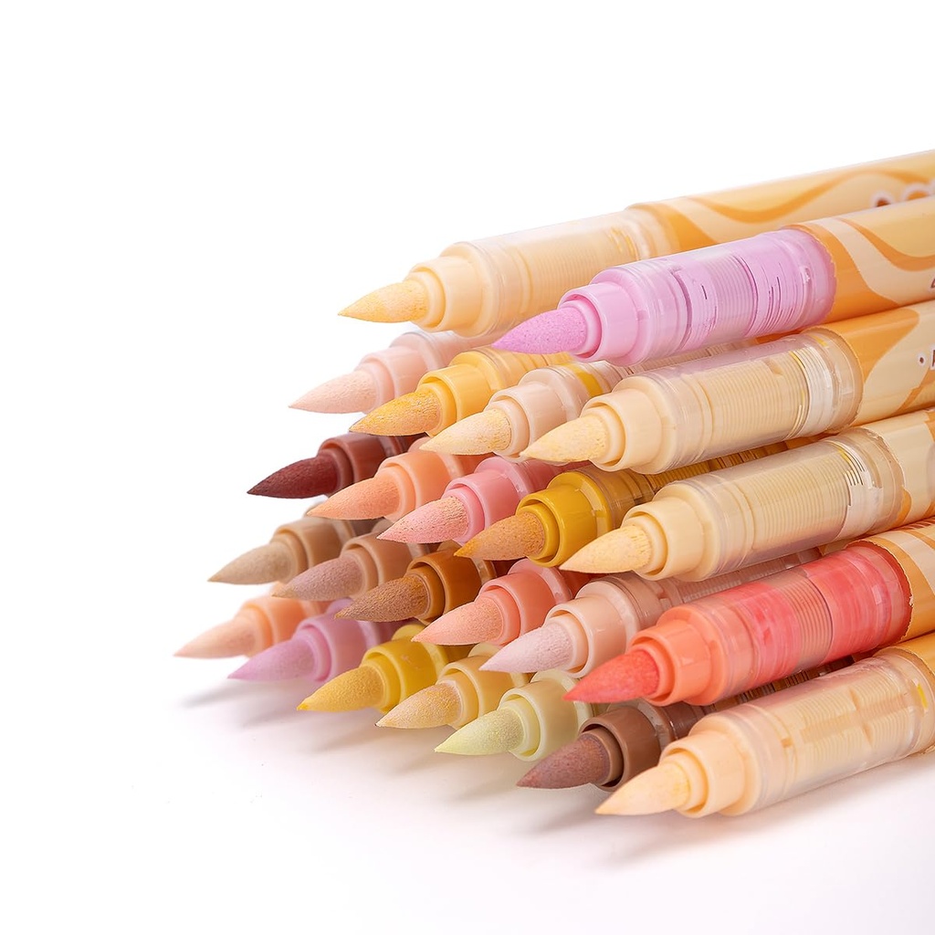 CeleMoon 24 Skin Tone Acrylic Paint Markers Ã¢Â€Â“ Soft Brush Tip, Water-Based Quick-Dry In