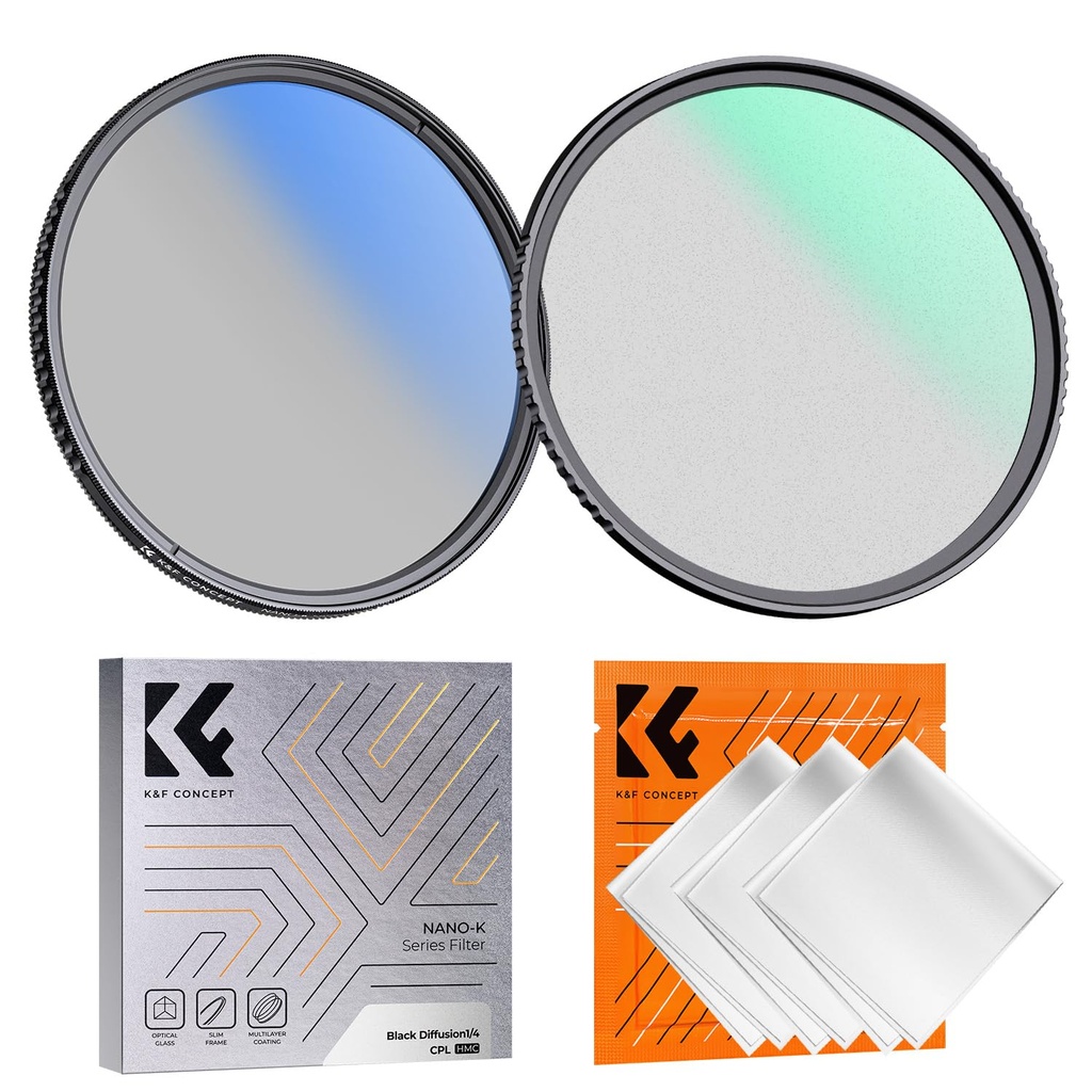 K&F CONCEPT 40.5mm Black Diffusion 1/4 CPL Filter Set, Dreamy Cinematic Effect Mist CPL