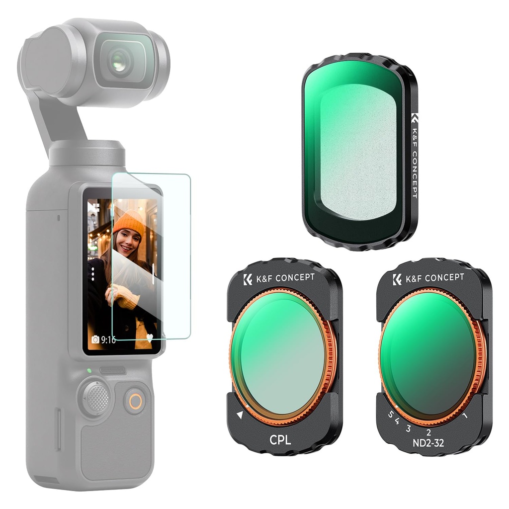 K&F CONCEPT 3-pack Filters Compatible with Osmo Pocket 3 - Magnetic CPL, Black-mist 1/4