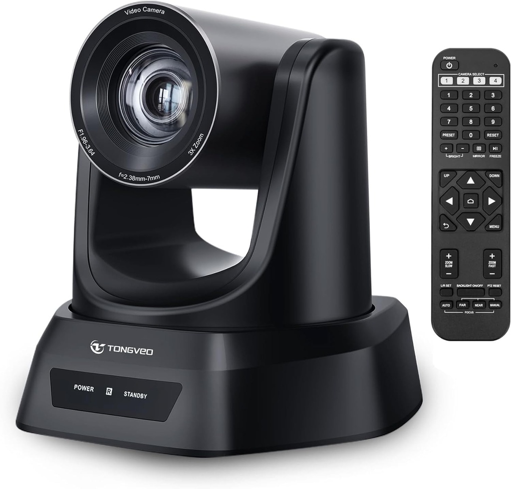 TONGVEO Conference Room PTZ Camera System | 1080P 60fps with 3X Optical Zoom, USB3.0, HDMI