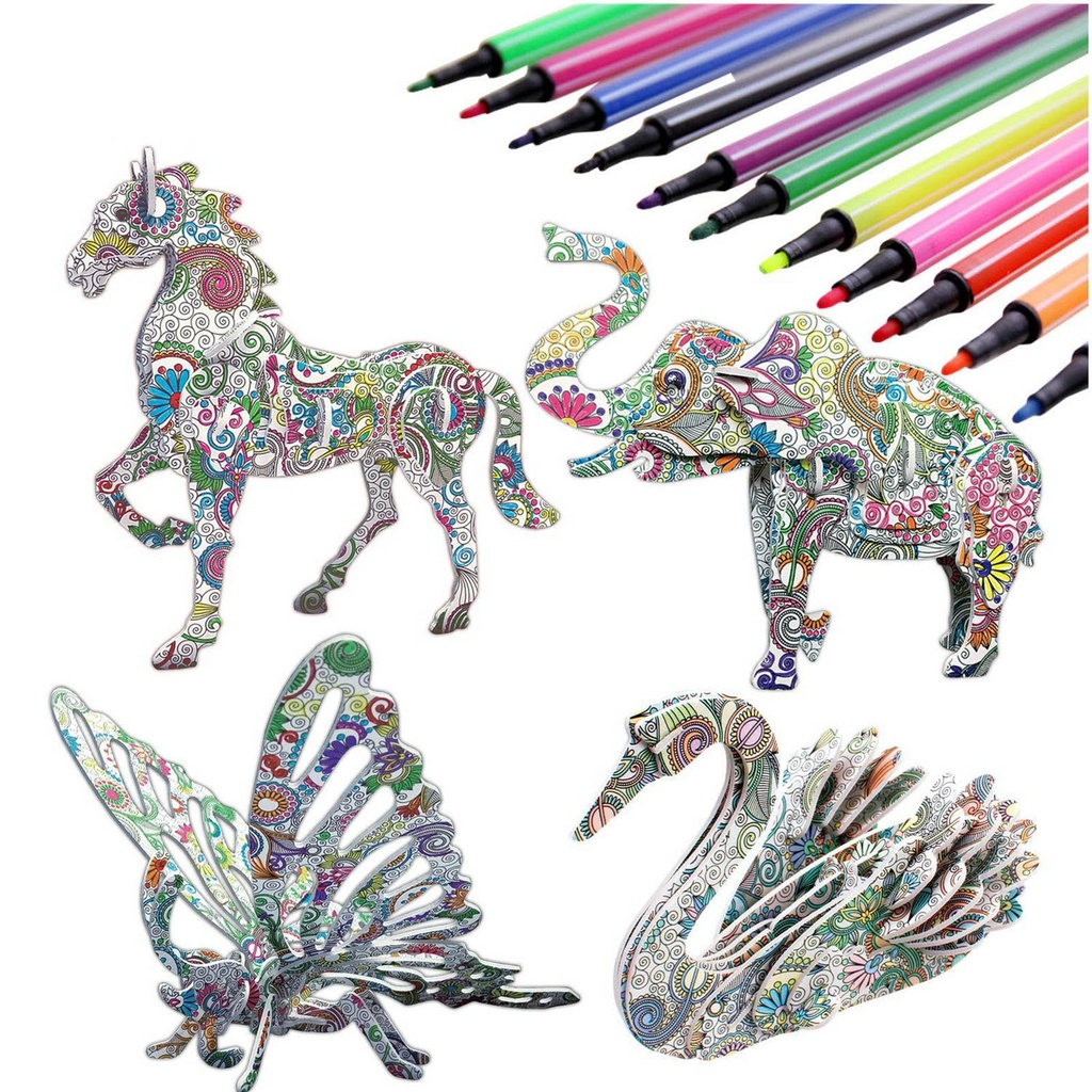Jiaweixiang 3D Coloring Puzzle Set Art and Crafts Toys Kit Gifts for 5 6 7 8 9 10 11 12 Years Old Gi