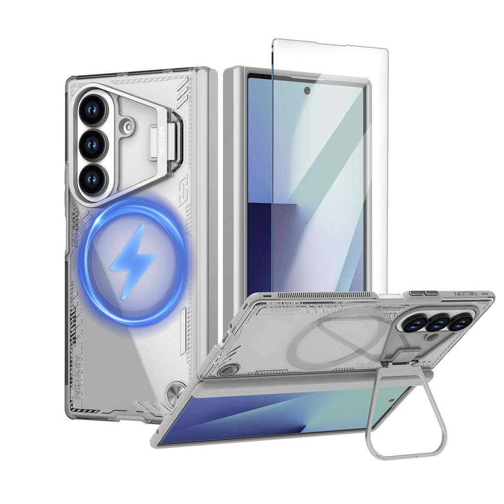 Nillkin Magnetic Case for Galaxy Z Fold 7 with Screen Protector, Built-in Camera Kickstand,