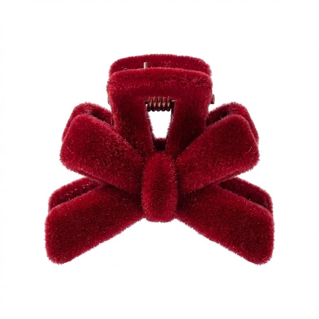 Mini Flocked Butterfly Hair Claw Clip, 2.7cm Velvet-Feel Bow Hair Clip, Small Jaw Clip for