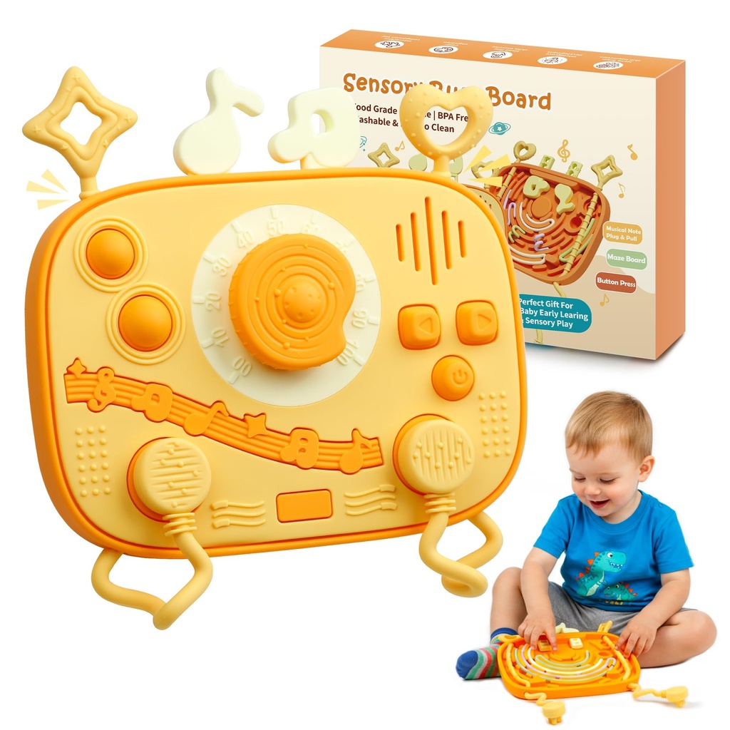 ETETOO Sensory Activity Board, Silicone Baby Montessori Toys - Sensory Educational Toys to