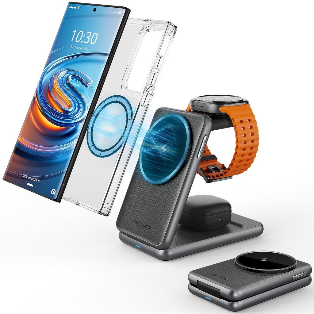 Magnetic Wireless Charger for Samsung Galaxy S26/S25 Ultra, Foldable Magsafe Charger Stand 